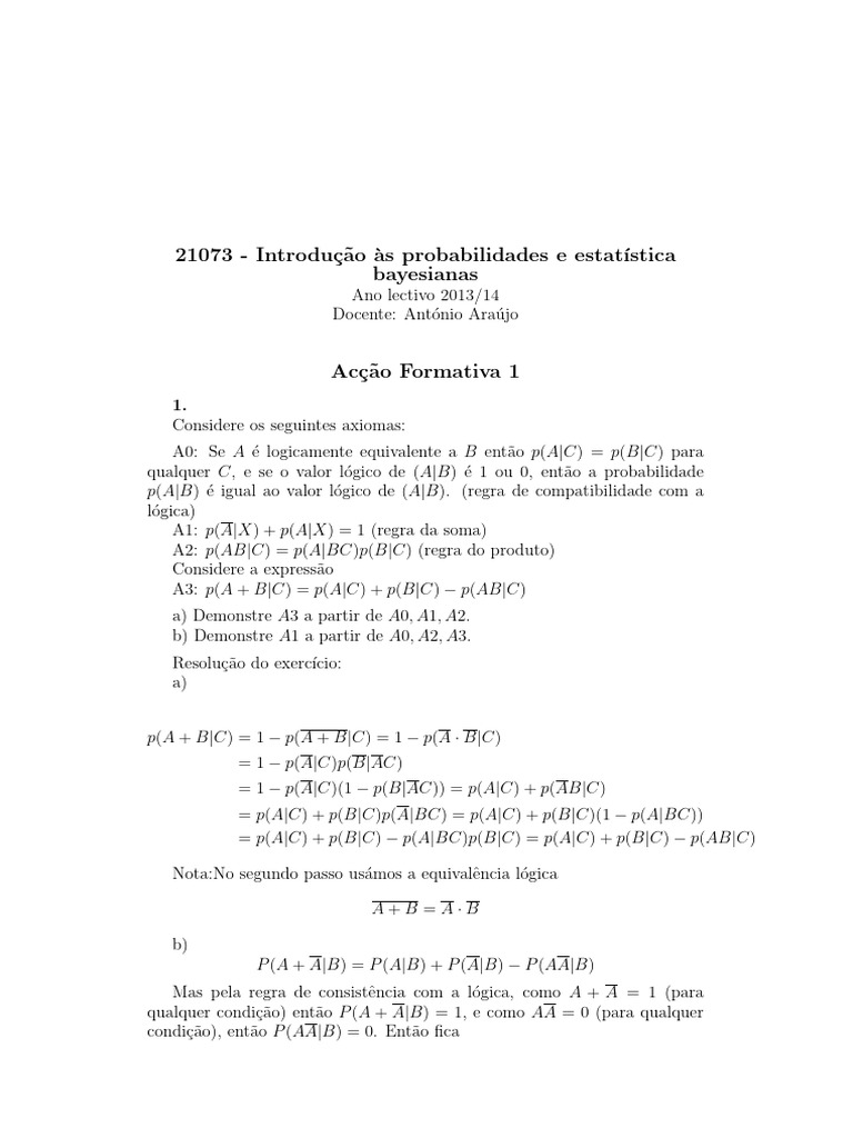 Regras de Probabilidade e Aplicações | PDF | Probabilidade ...