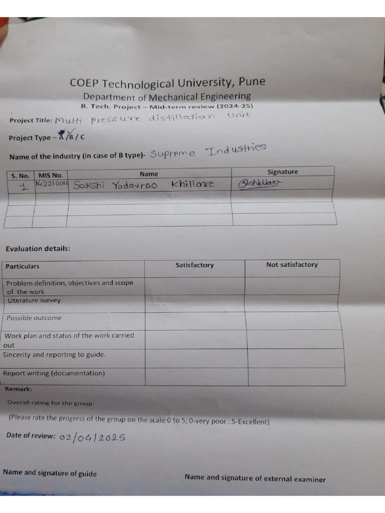Btech Project Mid Term Review - Sakshi Khillare | PDF