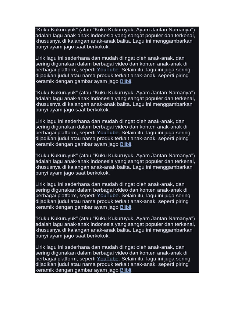 Kukuku Kaka Ruyuk | PDF