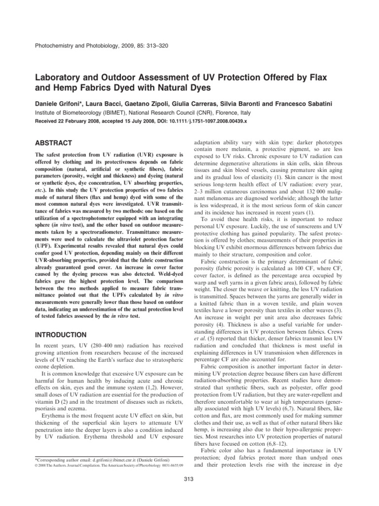 Photochem Photobiology - 2009 - Grifoni - Laboratory and Outdoor ...
