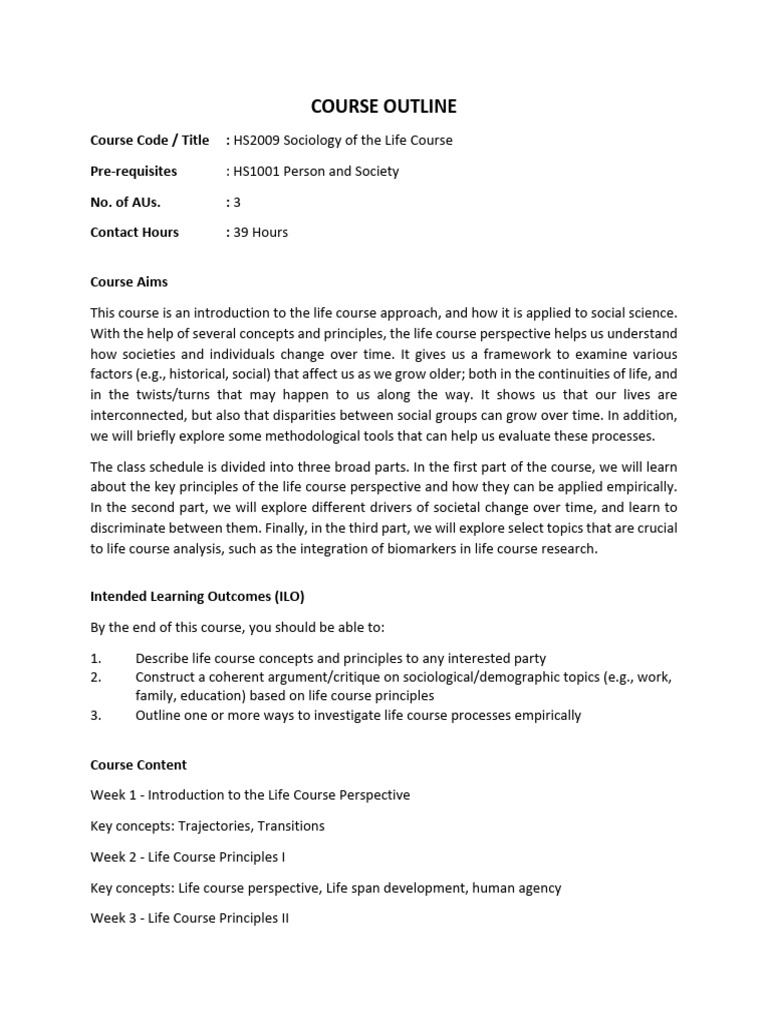 HS2009 Sociology of The Life Course | PDF | Science | Liberal Arts ...