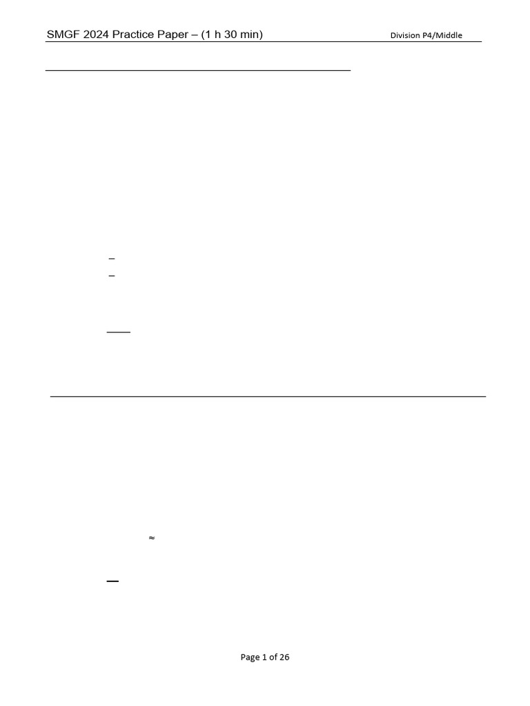 SMGF 2024 Practice Paper Overview | PDF | Area | Rectangle