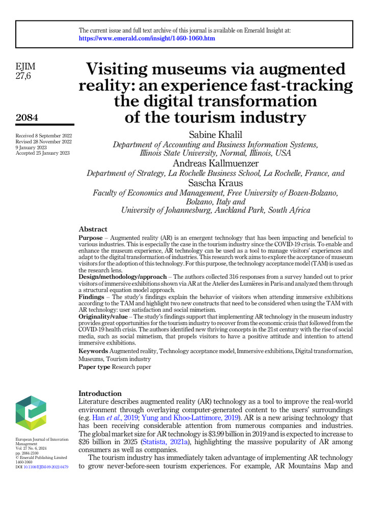 Augmented Reality in Museum Tourism | PDF | Augmented Reality ...