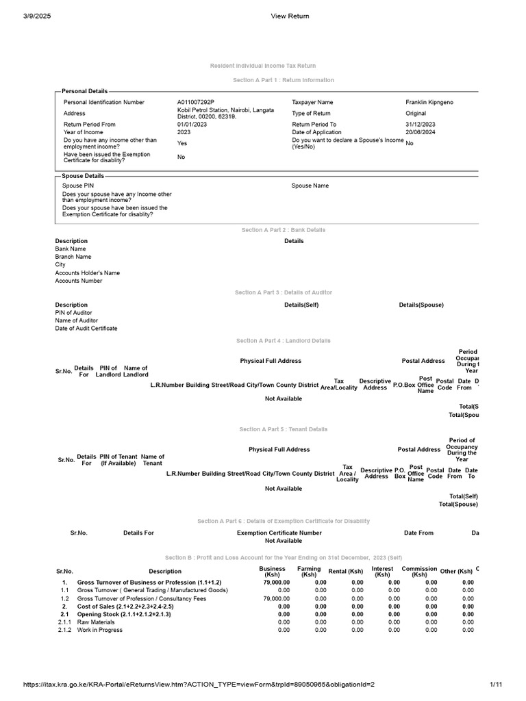 Resident Individual Income Tax Return | PDF | Expense | Depreciation