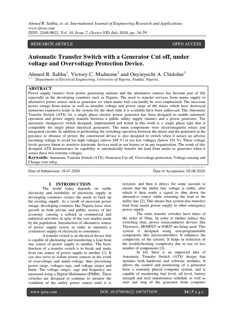 Automatic Transfer Switch Design with Protection | PDF | Rectifier ...