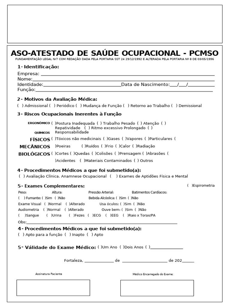 ASO: Atestado de Saúde Ocupacional | PDF