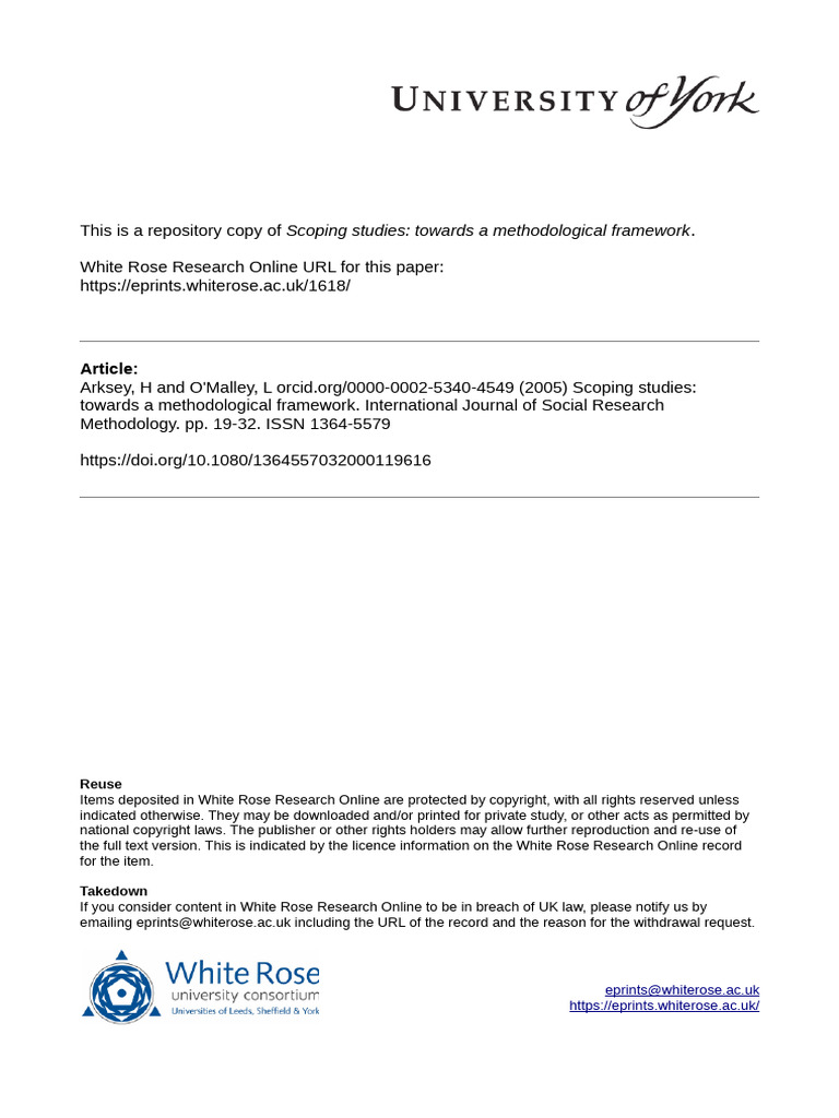 Arksey and O'Malley 2005 Scoping Studies | PDF | Systematic Review ...