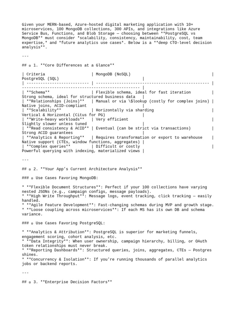 Final Analysis | PDF | Postgre Sql | Mongo Db