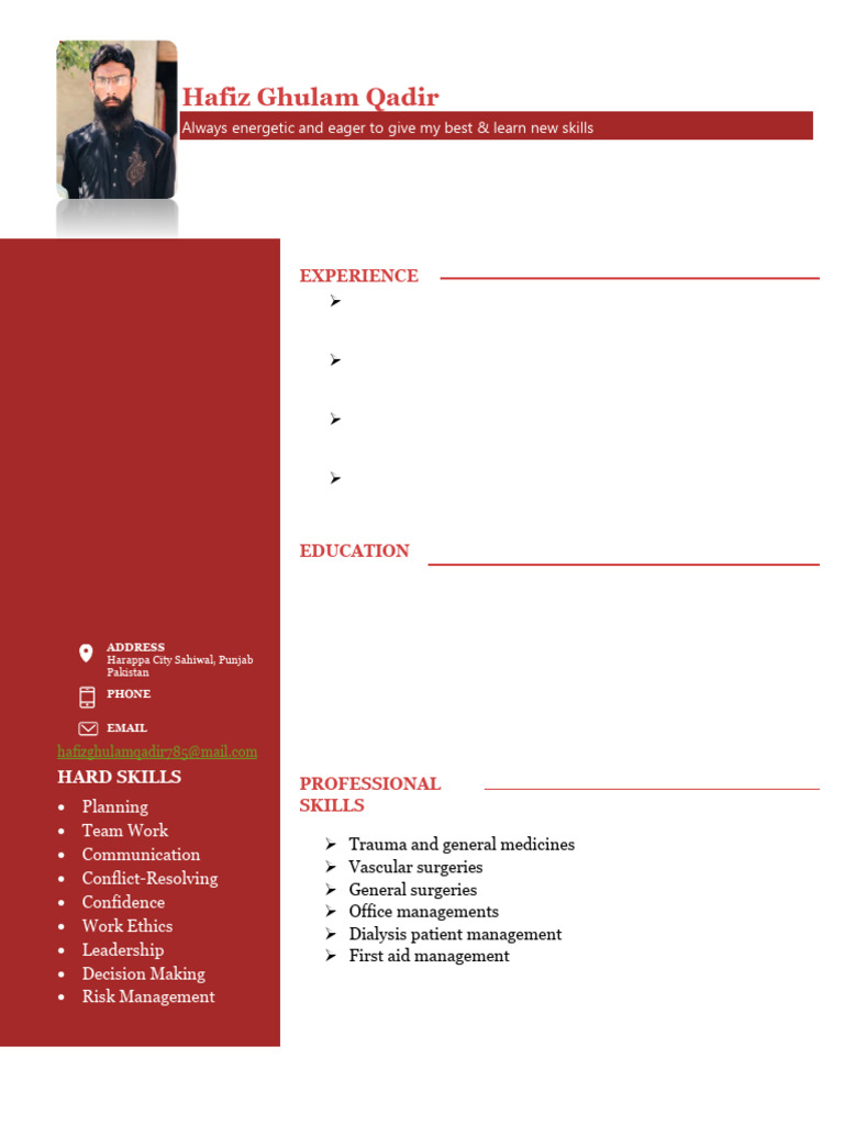 Medical Professional Resume of Hafiz Qadir | PDF