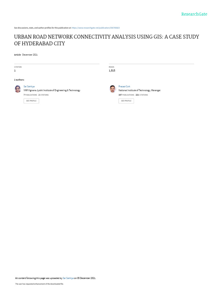 Urban Road Network Connectivity Analysis Using Gis A Case Study Of