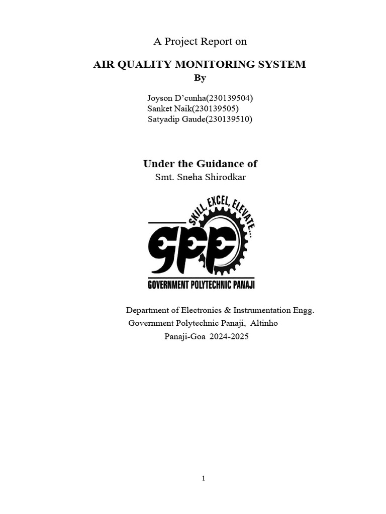 Air Quality Monitoring System Report | PDF | Air Pollution | Internet ...