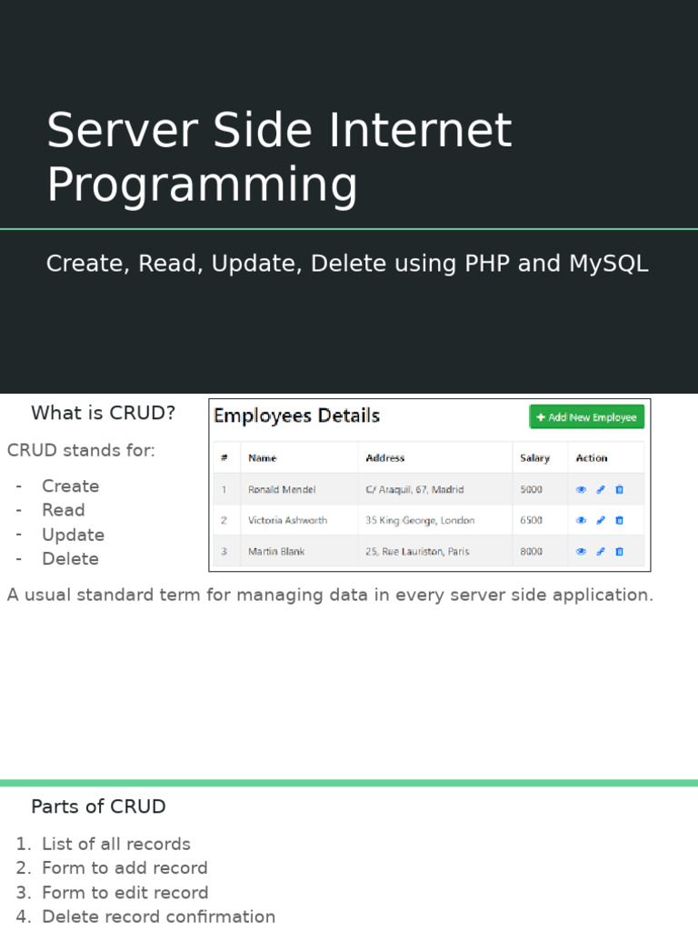 10.PHP Create, Read, Update, Delete (CRUD) | PDF | Sql | Databases