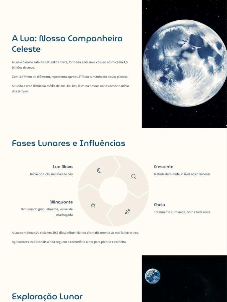 A Lua: Fases, Exploração e Cultura | PDF | Estrelas | Lua
