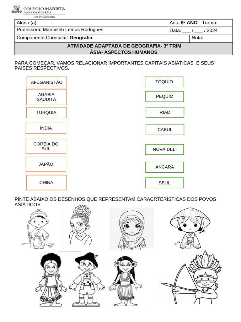 Atividade Adaptada: Geografia da Ásia | PDF | Ásia