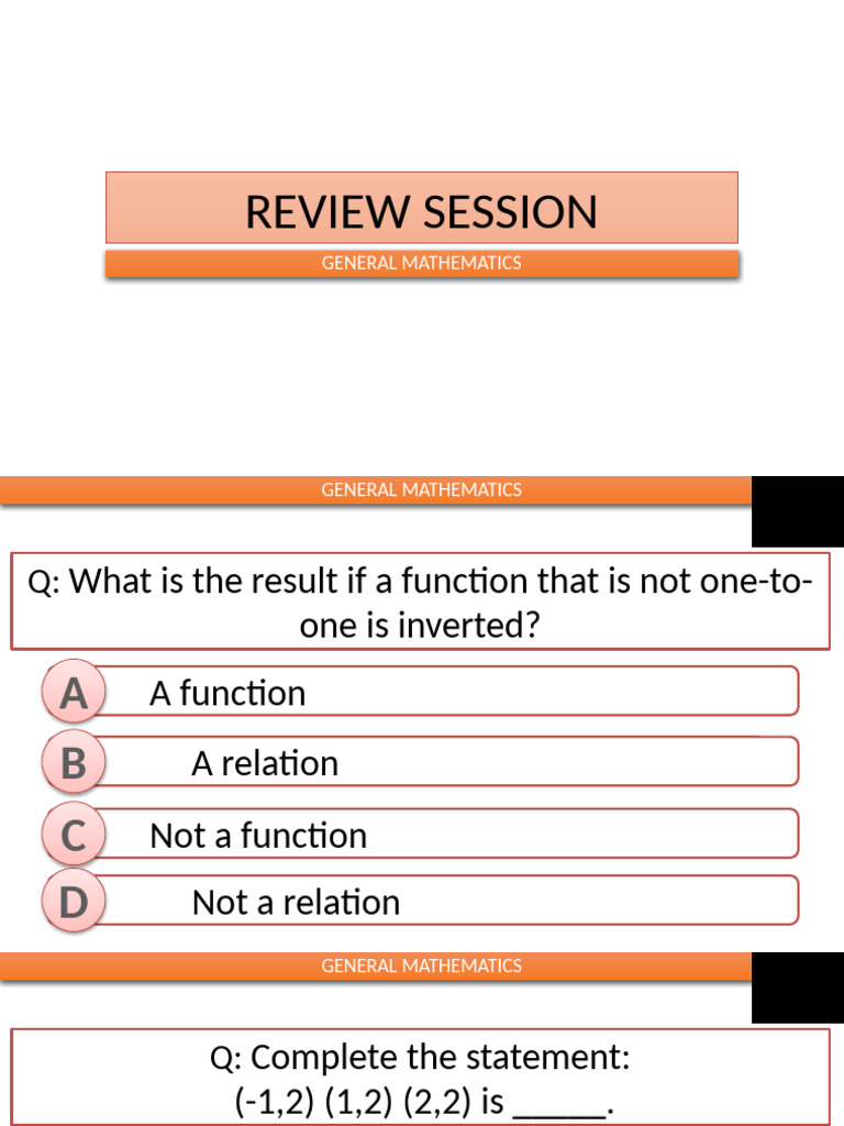 Review Session - Gen Math - Finals | PDF | Function (Mathematics ...