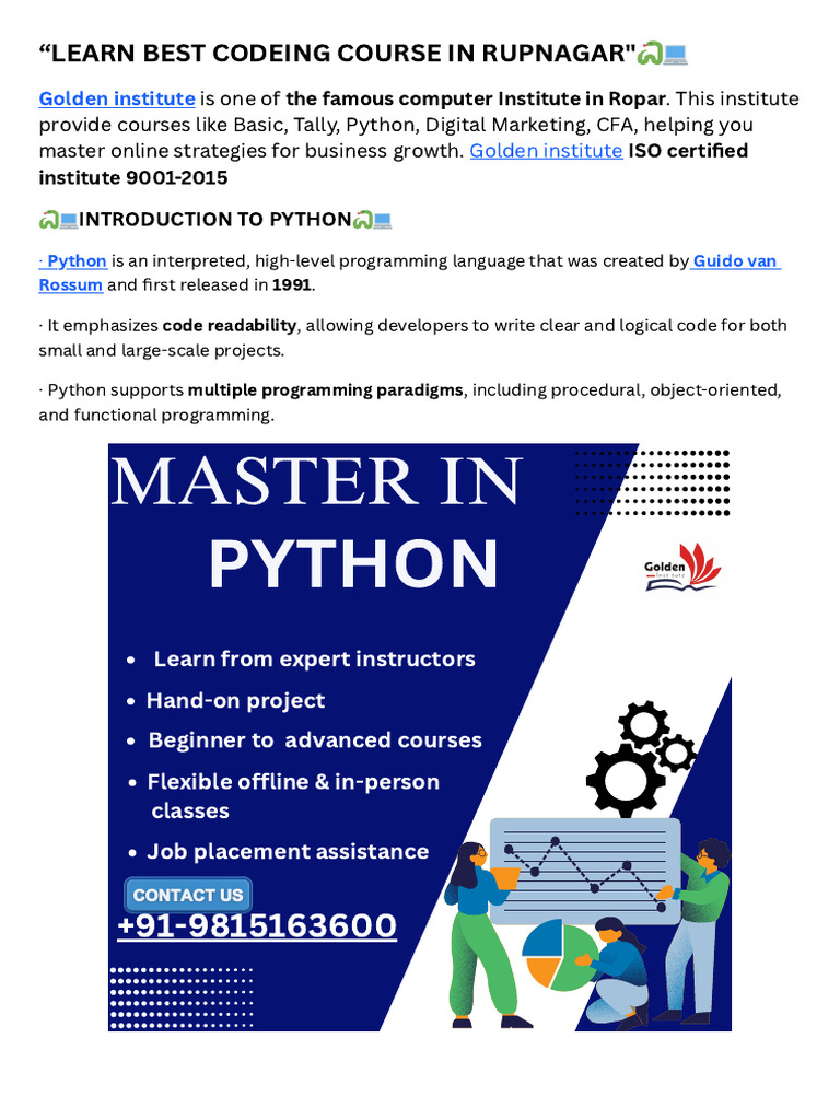 Best Python Course in Rupnagar | PDF | Python (Programming Language ...