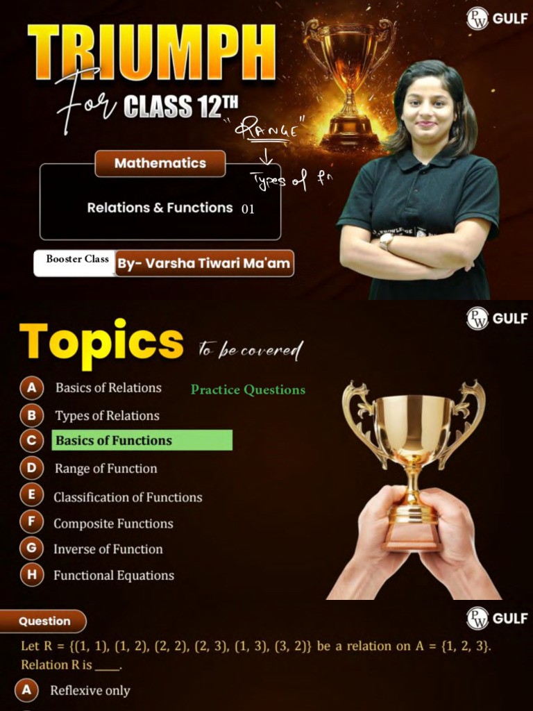 Relations and Functions 01 - Class Notes (Booster) | PDF