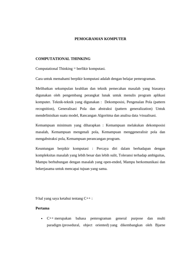 Panduan Pemrograman C++ untuk Pemula | PDF