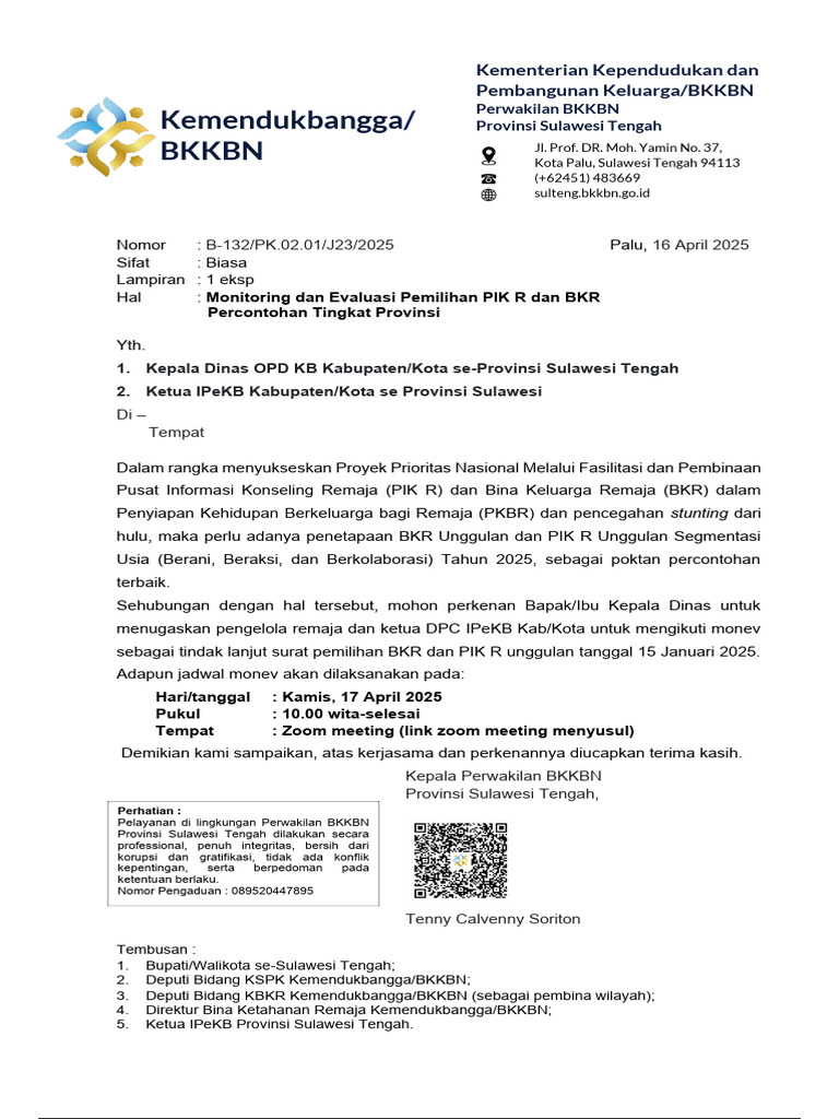 Monev PIK R dan BKR Unggulan 2025 | PDF