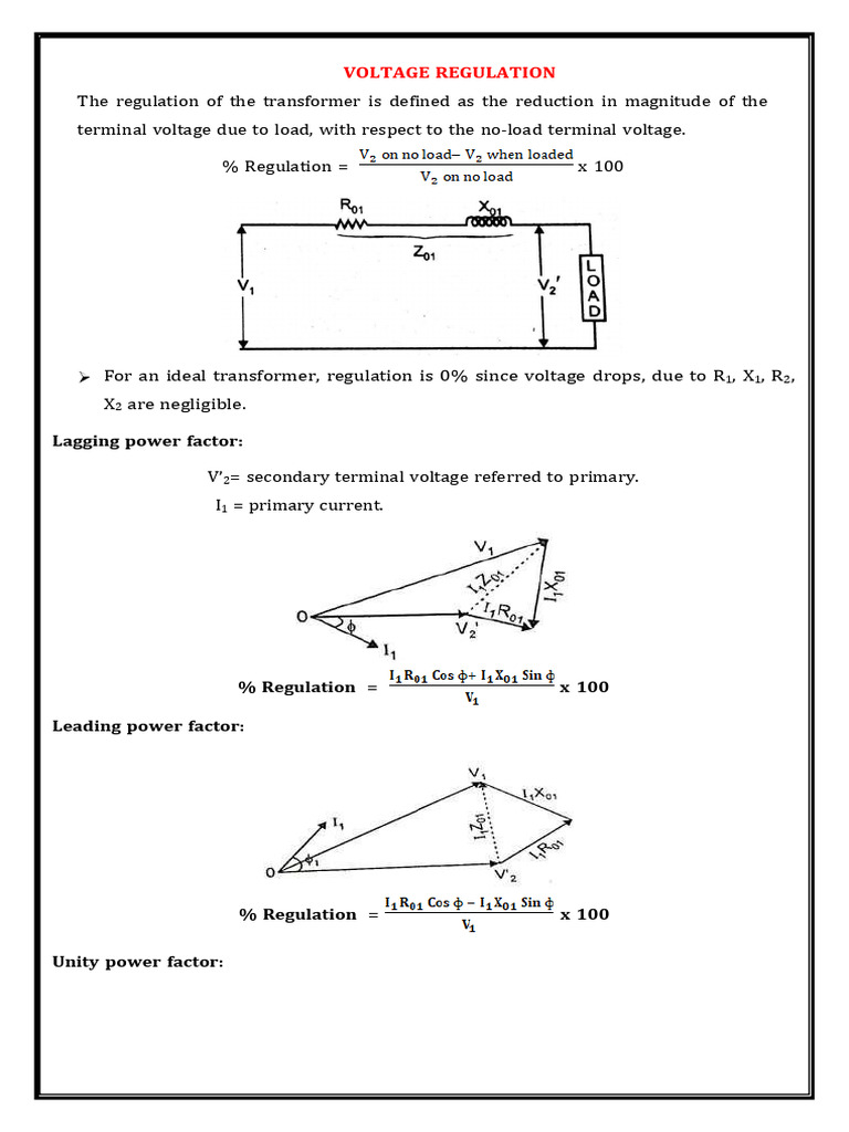Transformer Voltage Regulation & Efficiency | PDF | Transformer ...