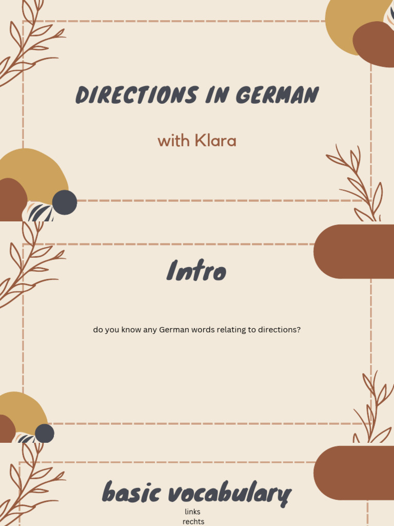 Directions in German | PDF