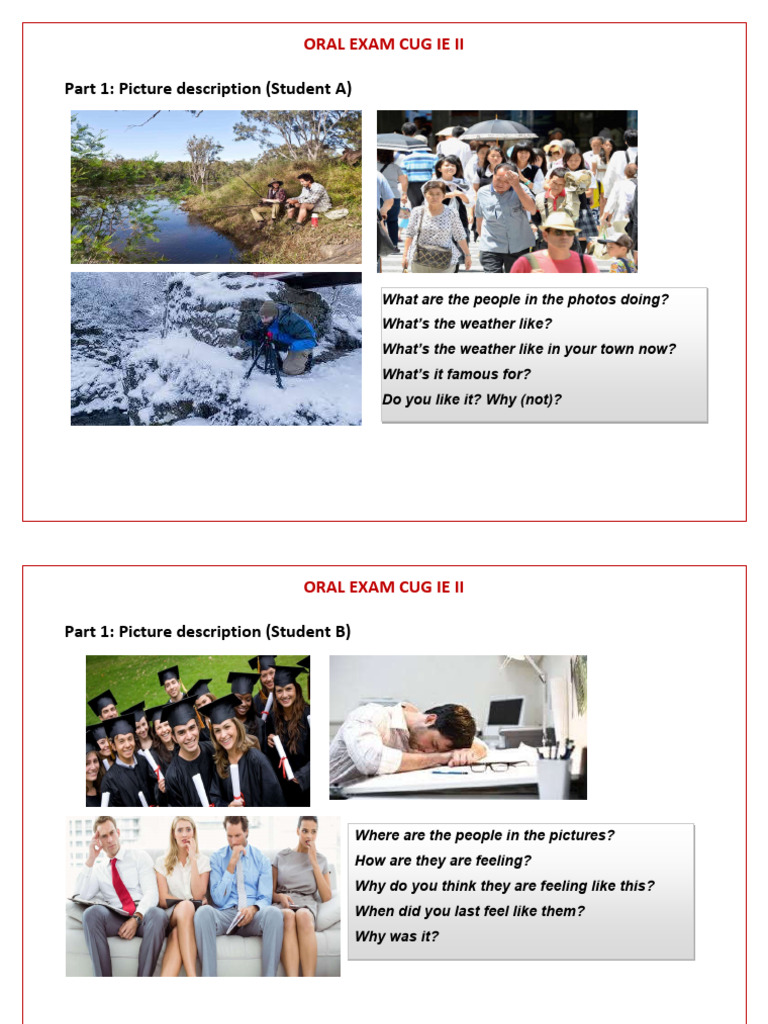 Oral Exam Guide: Picture Descriptions | PDF