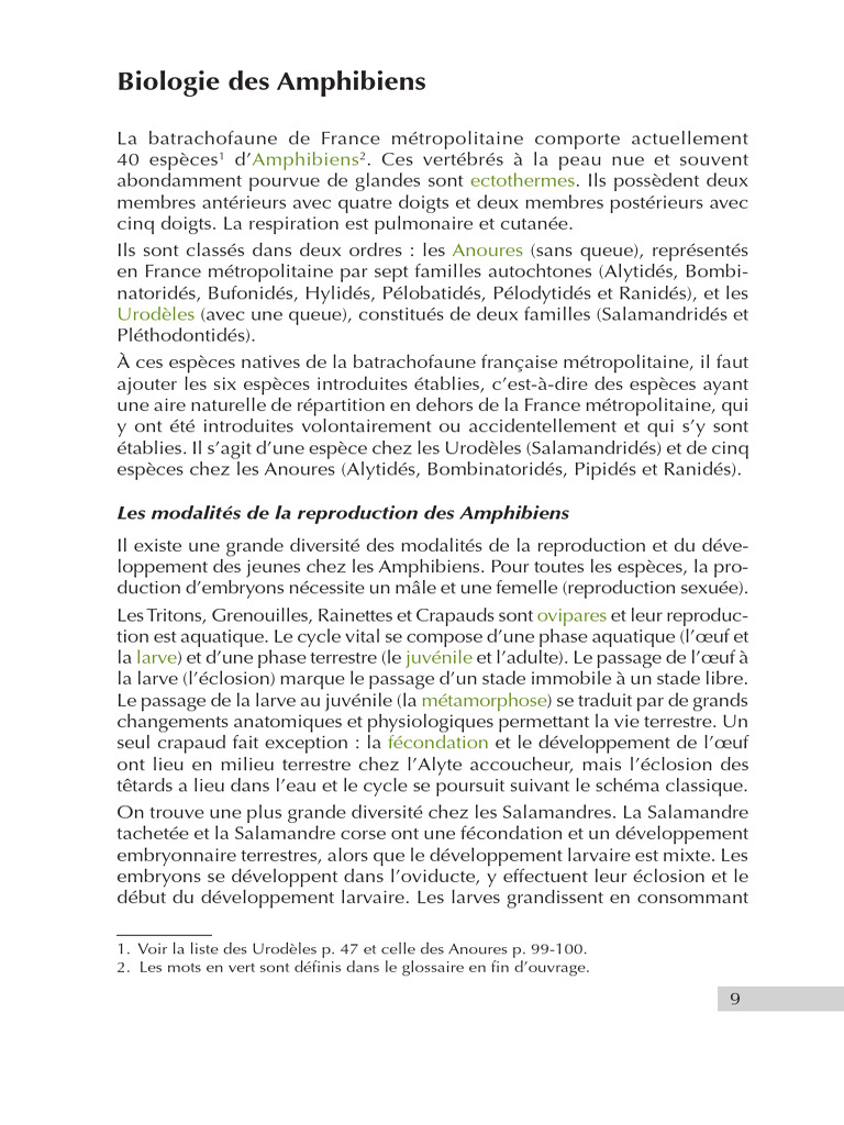 Biologie et reproduction des amphibiens | PDF | Amphibiens | Grenouille