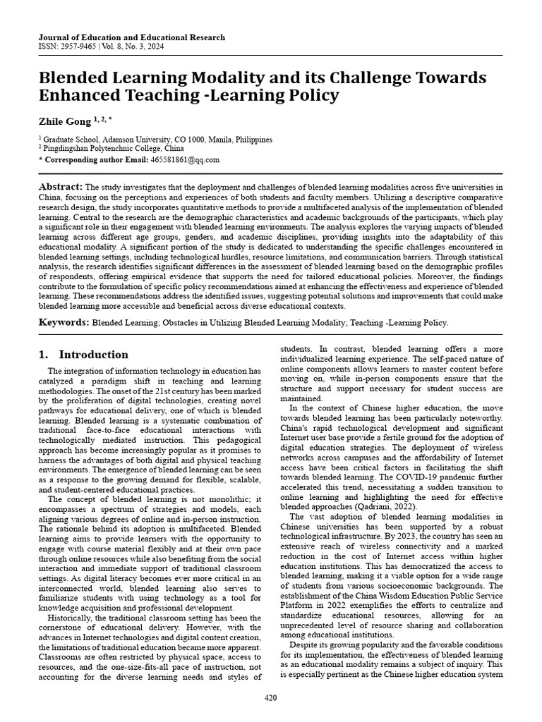 Blended Learning Challenges in China | PDF | Educational Technology ...