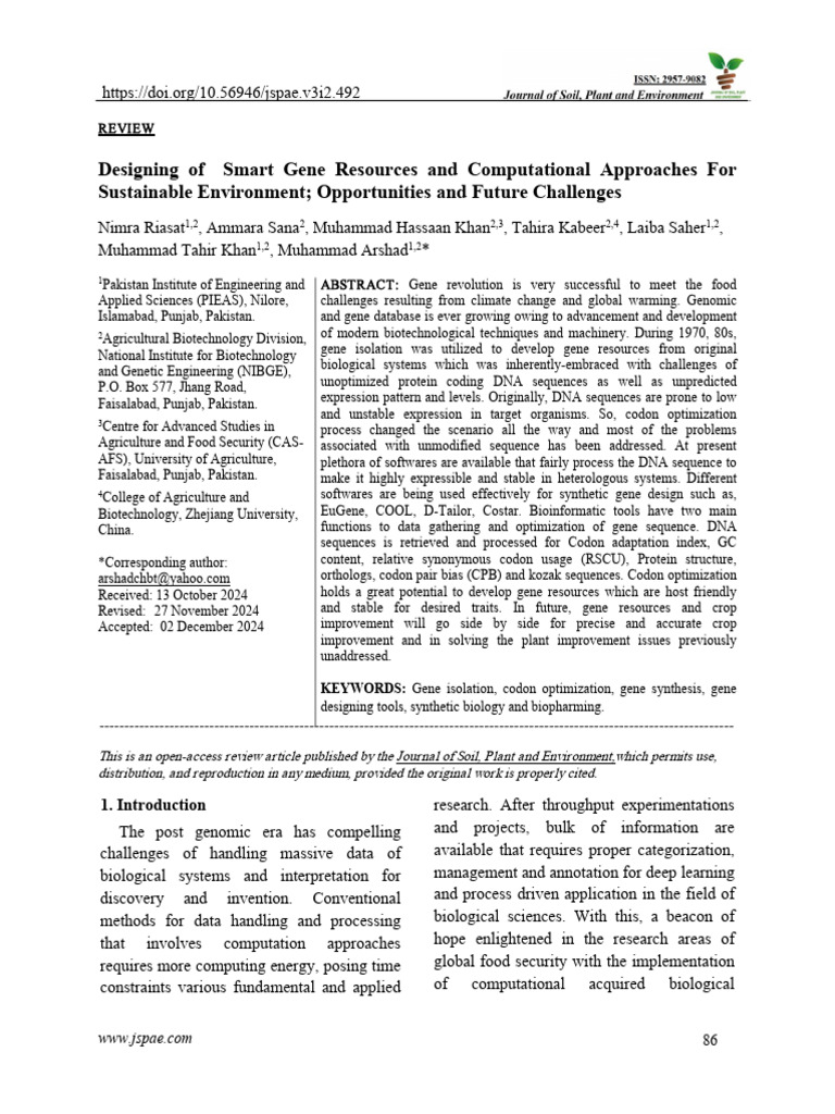 Designing of Smart Gene Resources and Computational Approaches For ...