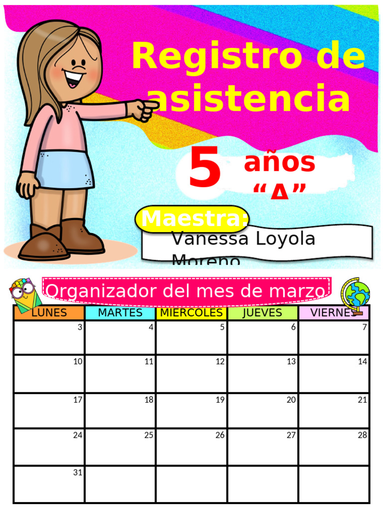 REGISTRO DE ASISTENCIA PARA 2° GRADO MAESTRA JANET (1) | PDF