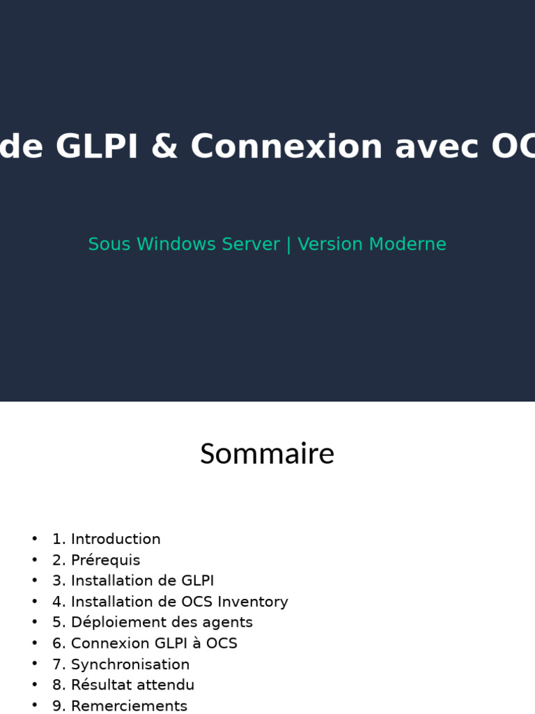 Installation de GLPI avec OCS Inventory | PDF