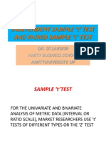 MR - ' T ' Test-Independent Sample and Paired Sample