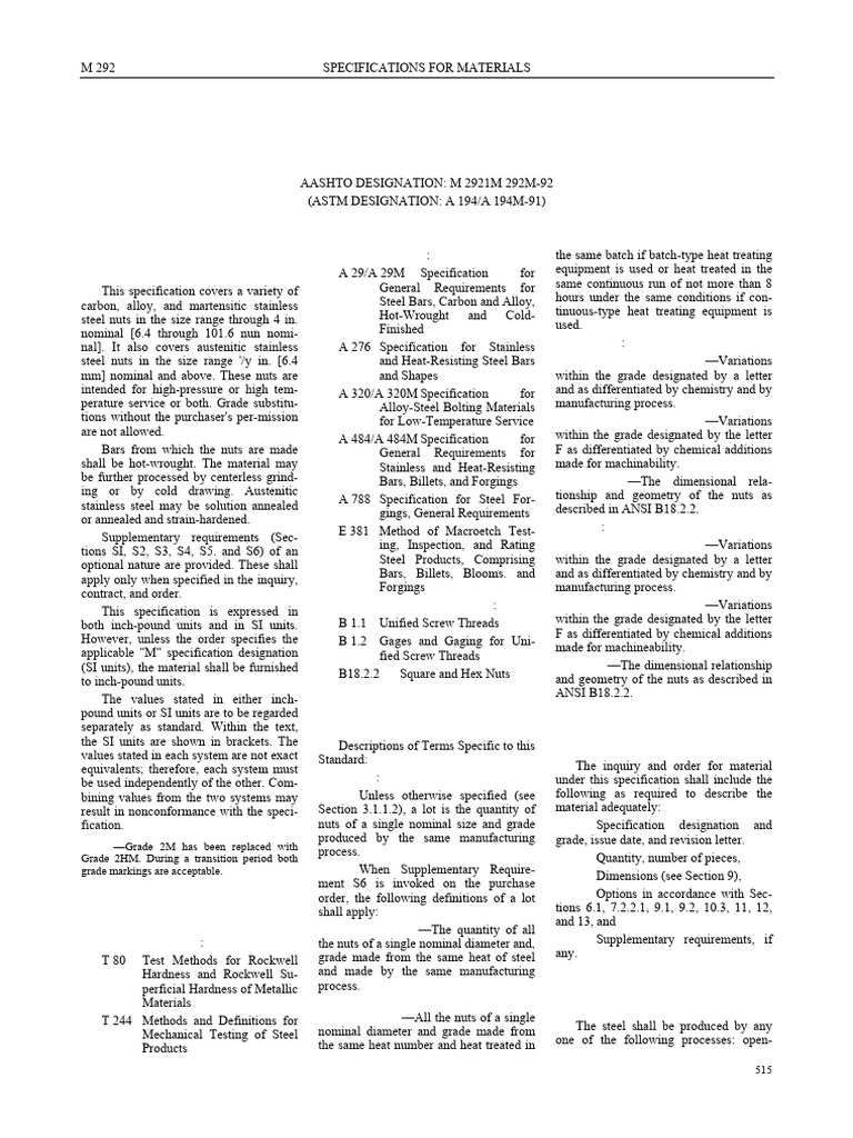 M292 | PDF | Heat Treating | Steel