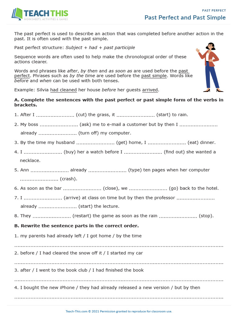 Past Perfect and Simple Exercises | PDF | Perfect (Grammar) | Grammar