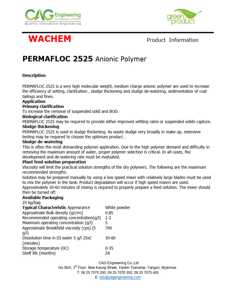 SAFETY DATA SHEET (PermaFloc 2525) SP | PDF