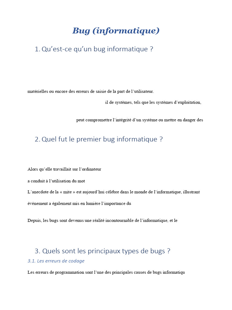 Comprendre les bugs informatiques | PDF | Bug (informatique) | Logiciel