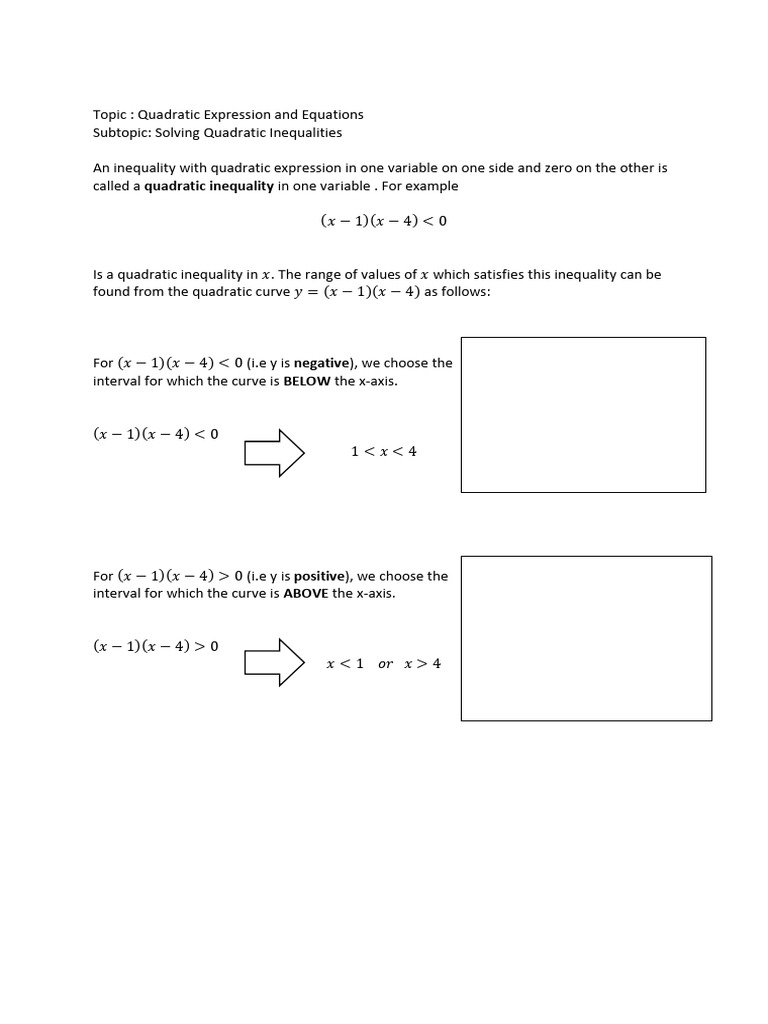Solving Quadratic Inequalities Explained | PDF