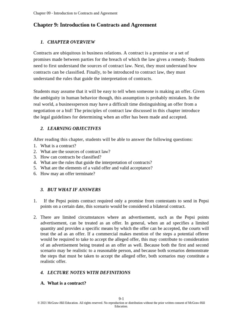 KubasekEss 5e Chap09 IM | PDF | Offer And Acceptance | Common Law