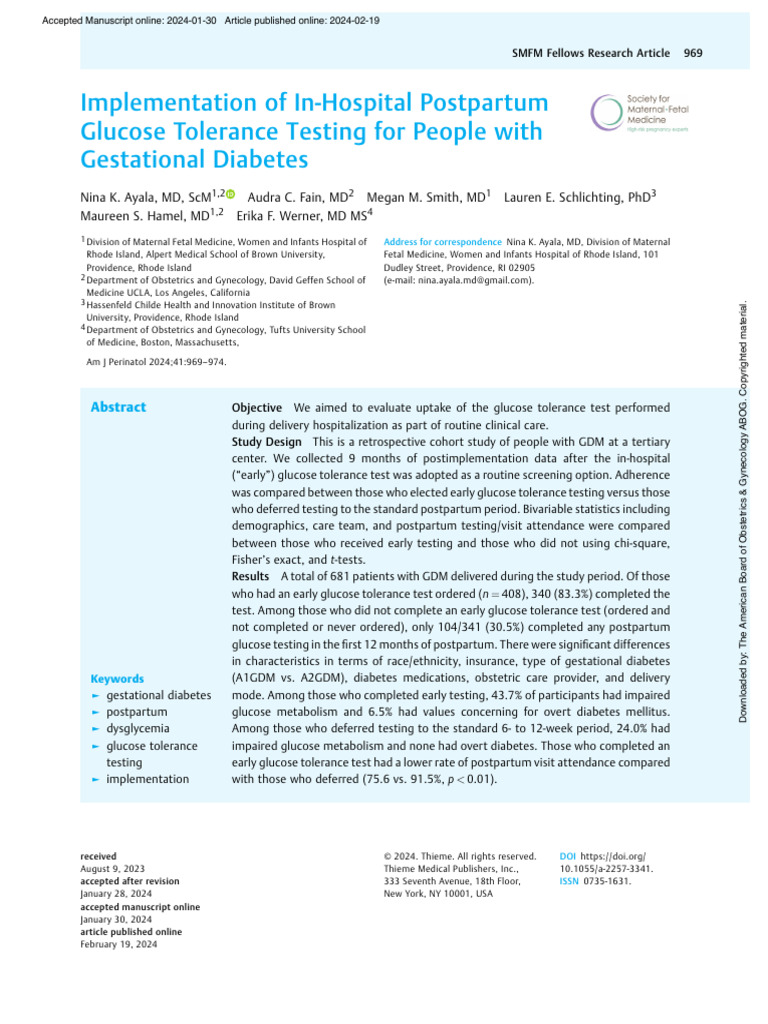 In-Hospital Glucose Testing for GDM | PDF | Gestational Diabetes | Diabetes