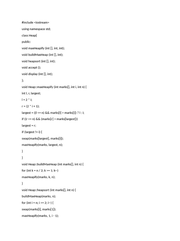 Max Heap Operations in C++ | PDF