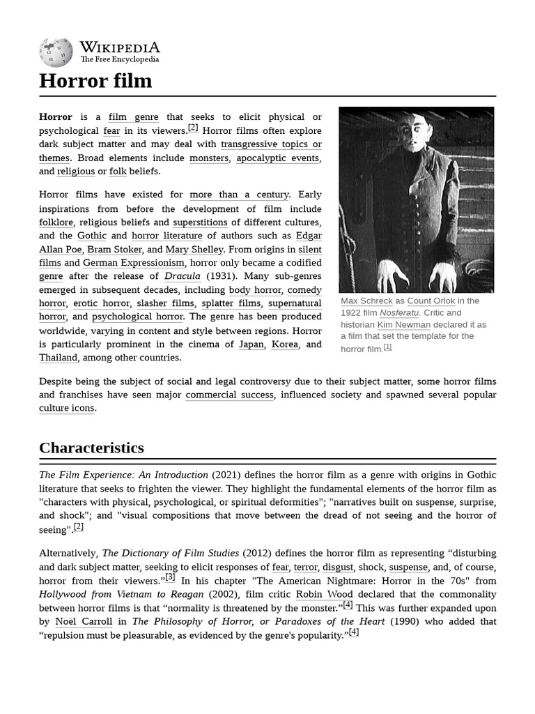 Characteristics of Horror Films | PDF | Horror Films