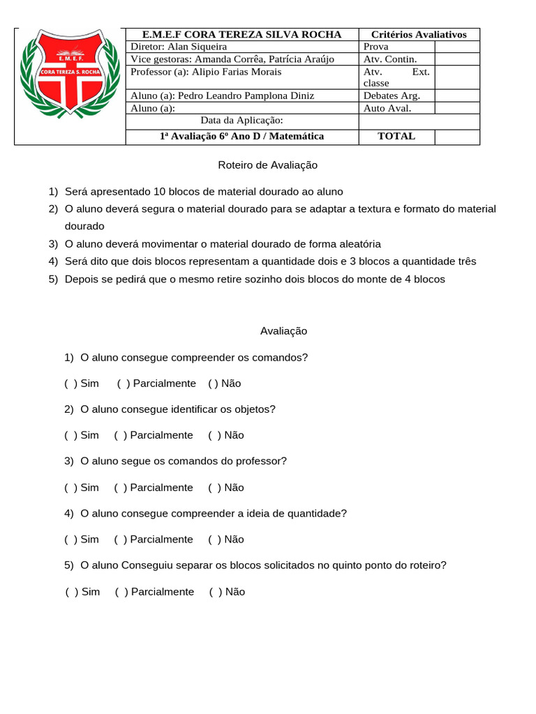 Adaptada - Pedro Leandro - 6ºD - MATEMÁTICA | PDF