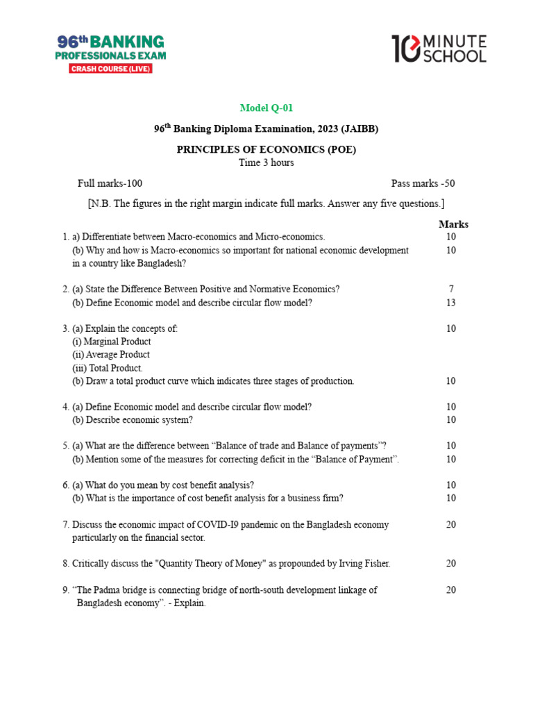 2023 Banking Diploma Economics Exam Guide | PDF | Economics | Supply ...