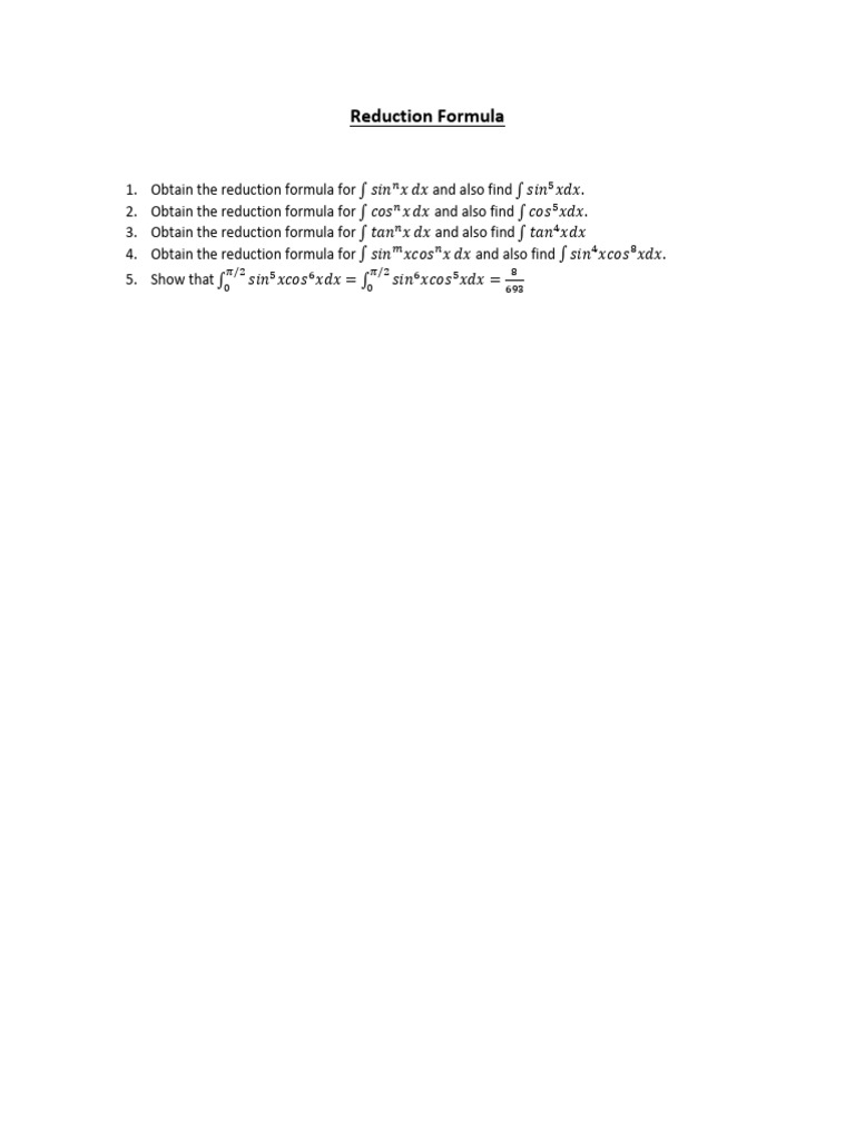 Reduction Formula | PDF