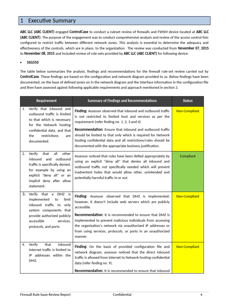 Work Firewall Ruleset Review Template Report | PDF | Computer Network ...