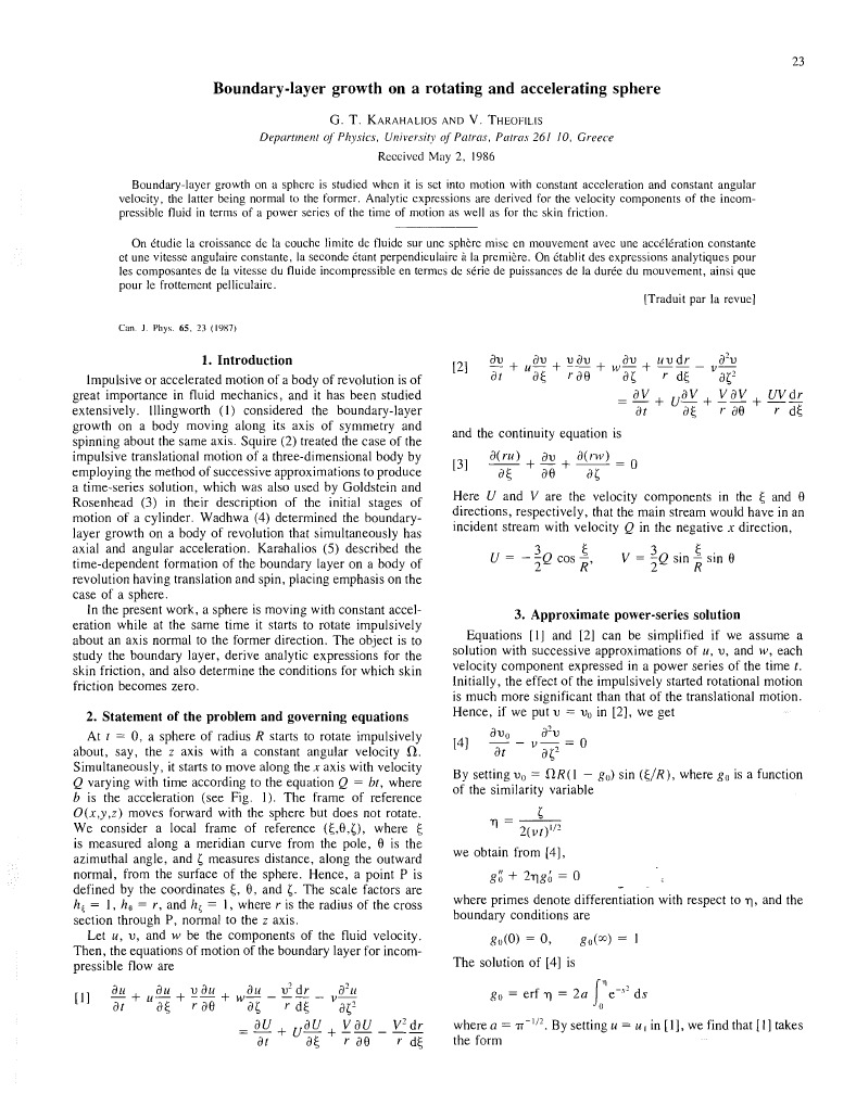 Boundary-Layer Growth on Rotating Sphere | PDF | Rotation Around A ...