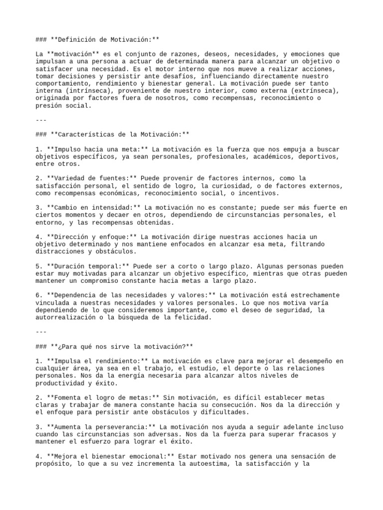 Definicion de La Motivacion | PDF | Motivación | Motivacional