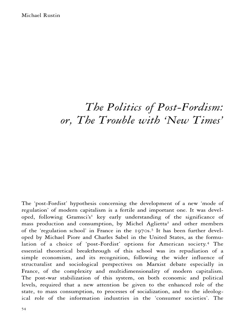Understanding Post-Fordism in Capitalism | PDF | Marxism | Socialism