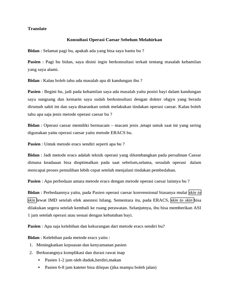 Konsultasi Metode ERACS untuk Operasi Caesar | PDF