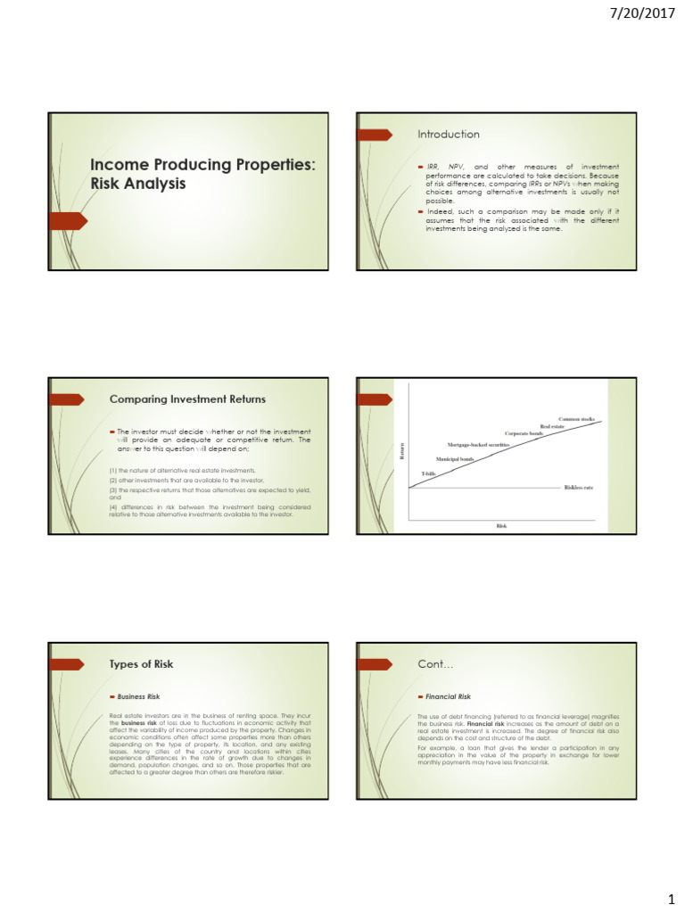 Week 06 - Income Producing Properties Risk Analysis | PDF | Investing ...